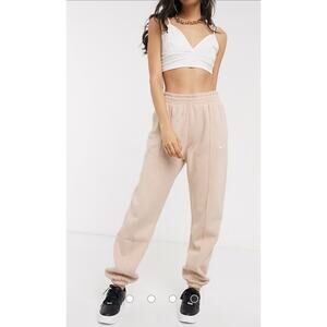 Nike Mini Swoosh Oversized Light Pink Jogger Essential Fleece Sweatpants, L